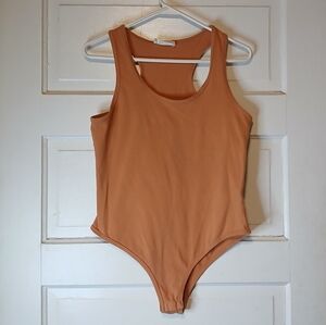 Zenana XL Rust Orange Racerback Bodysuit Stretch Tank Snap Closure Basic